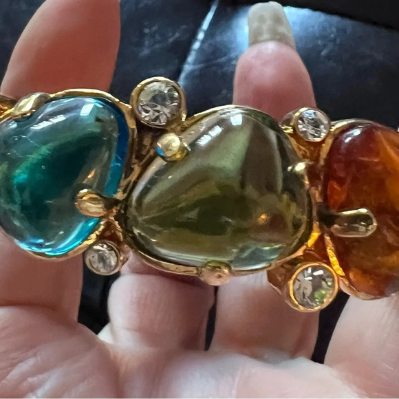 KJL Vintage Goldtone cabochon bangle - Picture 3 of 6